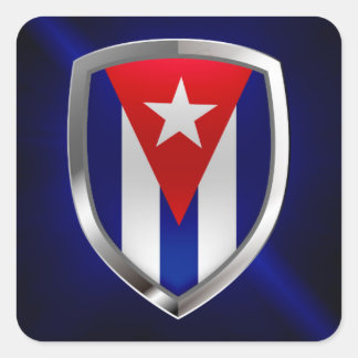 Cuba Mettalic Emblem Square Sticker