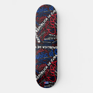 Cuba National Pride Wordcloud Skateboard
