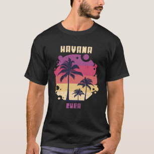 Cuba Palm tree Surfing Havana Ocean Vacation T-Shirt