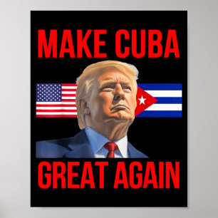 Cuba Patriotic Freedom Cuba USA Flag Graphic Poster