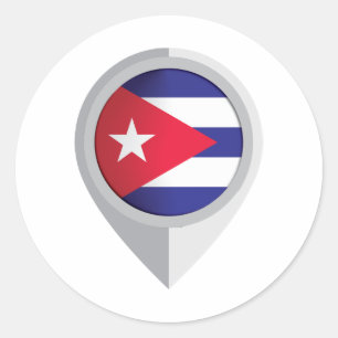 Cuba Pin Location Flag Classic Round Sticker