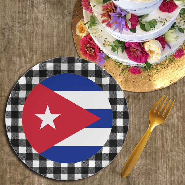 Cuba Plate, buffalo plaid & Cuban Flag Paper Plate (Creator Uploaded)