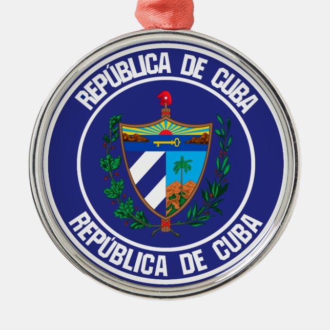 Cuba Round Emblem Metal Tree Decoration (Front)