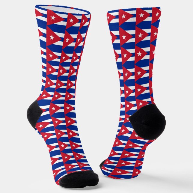 Cuba Socks, patriotic Cuban Flag fashion Socks (Angled)