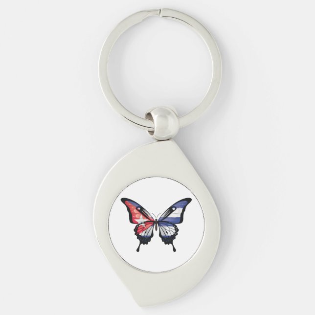 Cuba Swallowtail Butterfly Flag Sticker Key Ring (Front)