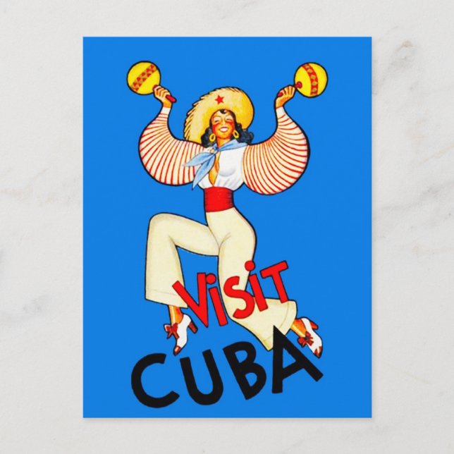 Cuba Travel Poster Maracas Postcard (Front)
