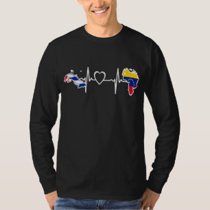 Cuba Venezuela Flag Cuban Venezuelan Heartbeat T-Shirt