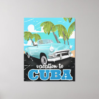 Cuba vintage car travel poster canvas print