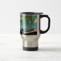 Cuba vintage car travel poster
