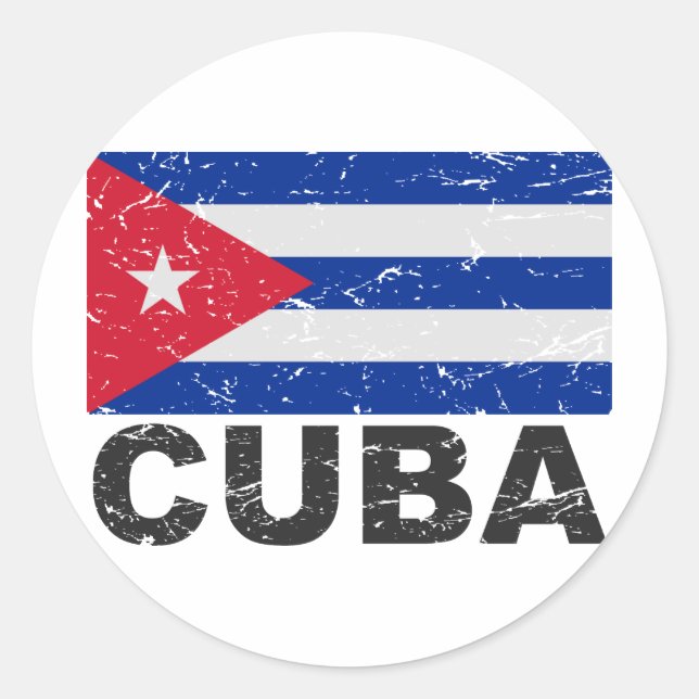 Cuba Vintage Flag Classic Round Sticker (Front)