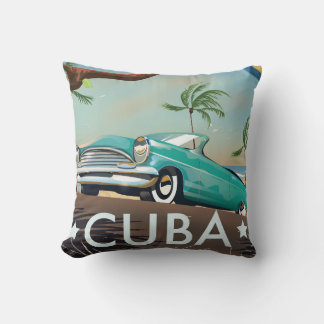 Cuba vintage retro Travel print Cushion