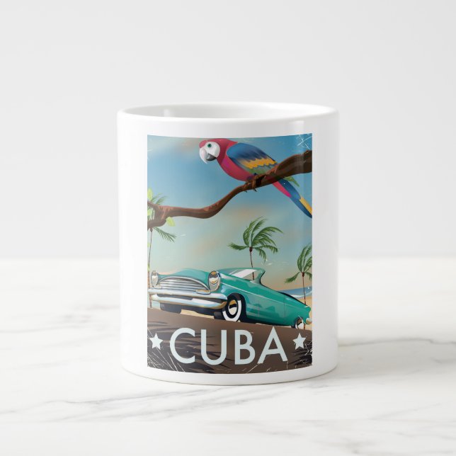 Cuba vintage retro Travel print Large Coffee Mug (Front)
