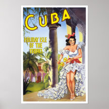 Cuba vintage travel poster