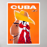 Cuba vintage travel poster