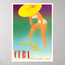 Cuba vintage travel poster