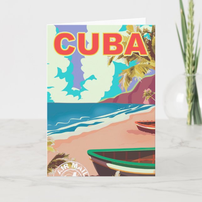 Cuba vintage travel poster holiday card (Front)
