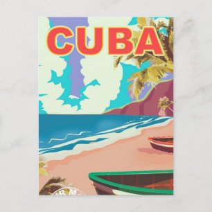 Cuba vintage travel poster postcard