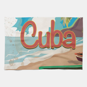 Cuba Vintage Travel Poster Tea Towel