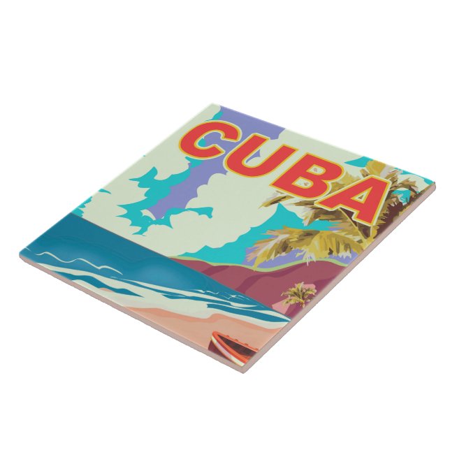 Cuba vintage travel poster tile (Side)