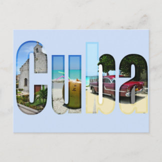 Cuba with different scenes in the letters postcard