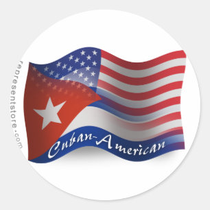 Cuban-American Waving Flag Classic Round Sticker