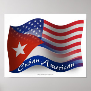 Cuban-American Waving Flag Poster