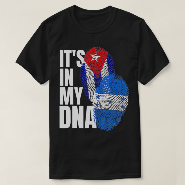 Cuban And Honduran DNA Flag Heritage Mi  T-Shirt (Design Front)