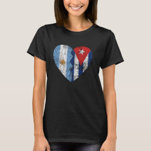 Cuban Argentinian Flag Heart Argentina Cuba Flag T-Shirt
