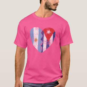 Cuban Argentinian Flag Heart  Argentina Cuba Flag  T-Shirt