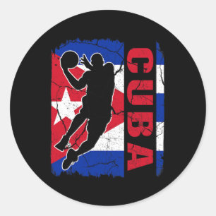 Cuban Basketball Player Cuba Flag Basketball Fans Classic Round Sticker