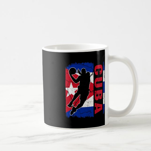 Cuban Basketball Player Cuba Flag Basketball Fans  Coffee Mug (Right)
