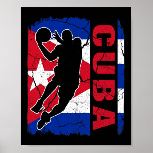 Cuban Basketball Player Cuba Flag Basketball Fans  Poster
