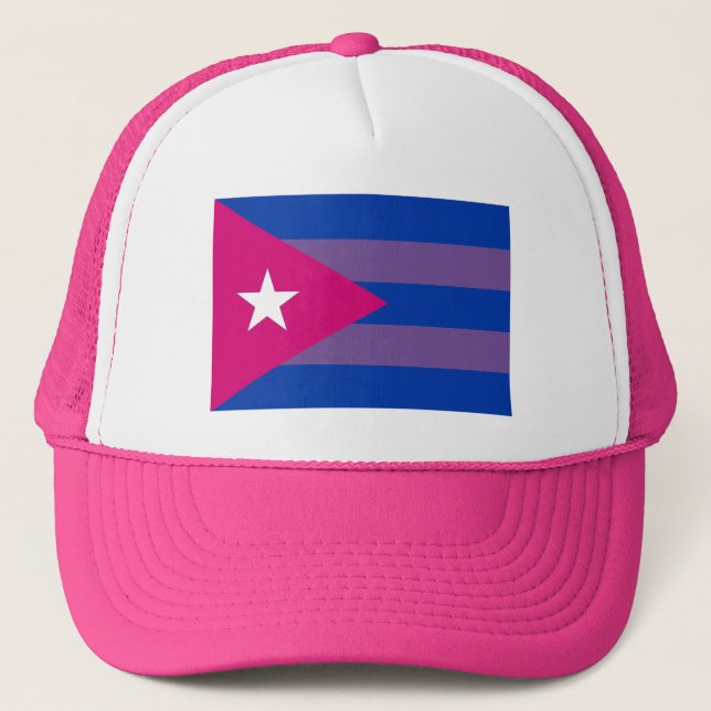 Cuban Bi Pride Bisexual LGBT Trucker Hat (Front)