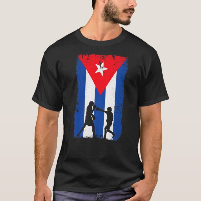 Cuban Boxing  Cuba Flag T-Shirt (Front)