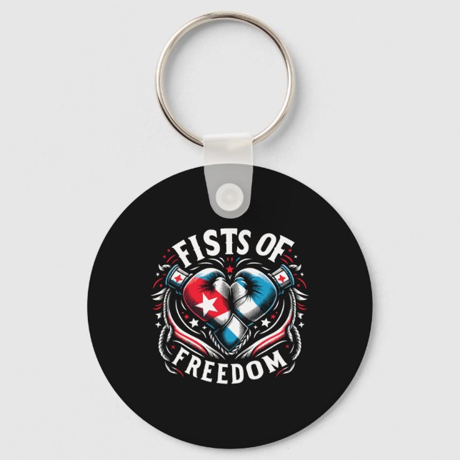 Cuban Boxing Fists Of Freedom Pride  Key Ring (Front)