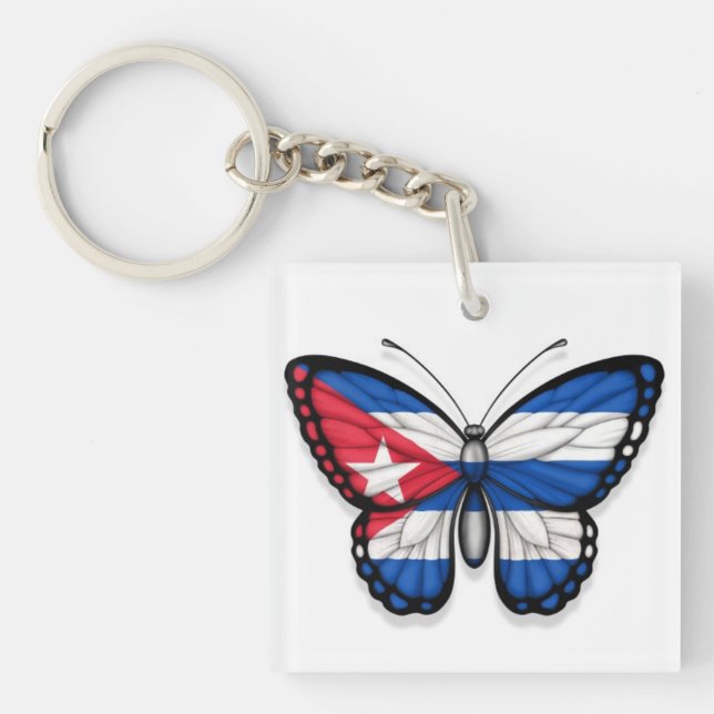 Cuban Butterfly Flag Key Ring (Front)