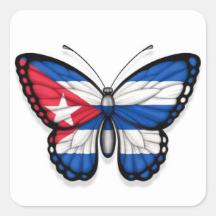 Cuban Butterfly Flag Square Sticker