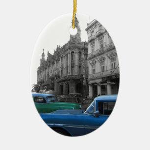Cuban Cars 1 Ceramic Tree Decoration