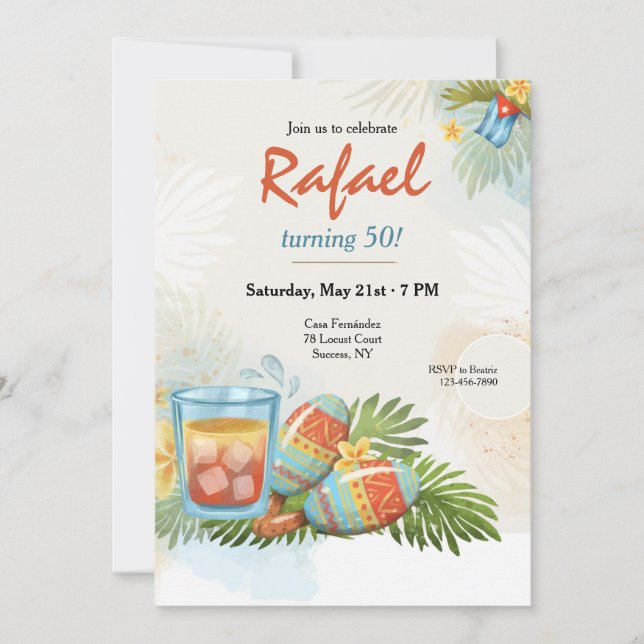 Cuban Celebration  Invitation (Front)