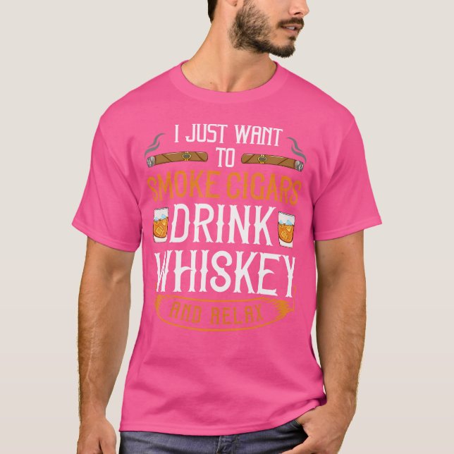 Cuban Cigar Whiskey Scotch Drinker T-Shirt (Front)
