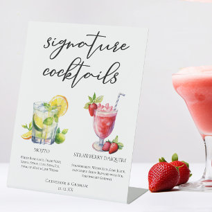 Cuban Cocktails Mojito Strawberry Daiquiri Menu Pedestal Sign
