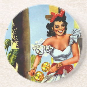 Cuban Dancer Vintage Travel Coaster