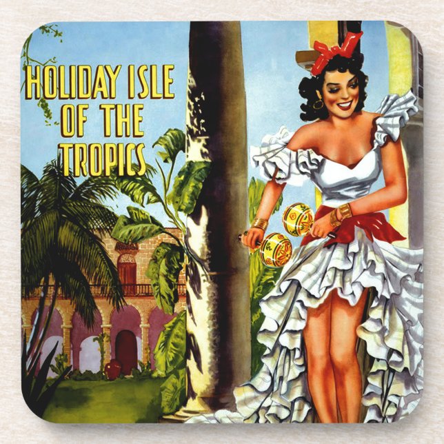 Cuban Dancer Vintage Travel Coaster (Front)