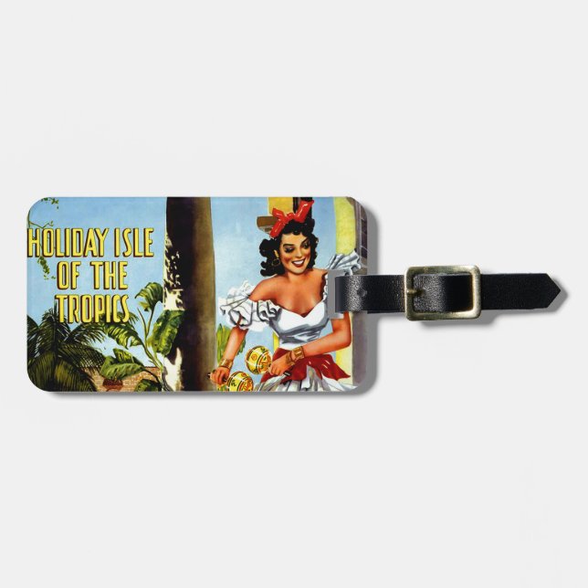Cuban Dancer Vintage Travel Luggage Tag (Front Horizontal)