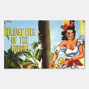 Cuban Dancer Vintage Travel Rectangular Sticker