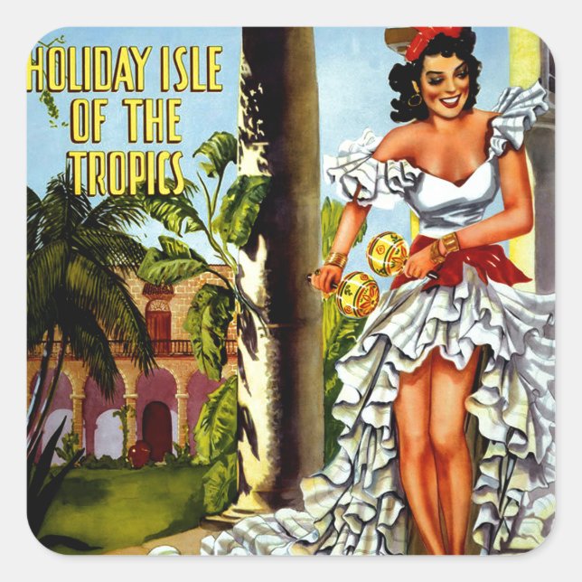 Cuban Dancer Vintage Travel Square Sticker (Front)