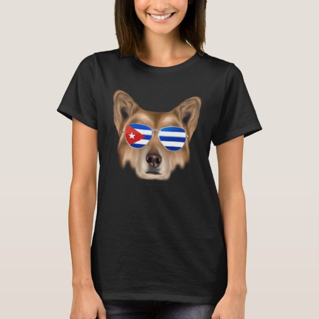 Cuban Flag Canaan Dog Dog Cuba Pocket T-Shirt (Front)