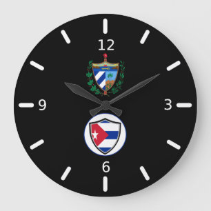 Cuban flag-coat arms large clock