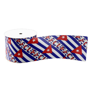 Cuban Flag Cuba Dark Blue Stripes Grosgrain Ribbon