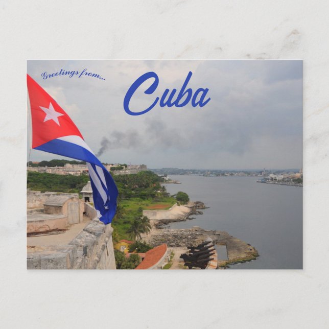 Cuban Flag Flying at a Fort in Cuba Postcard (Front)